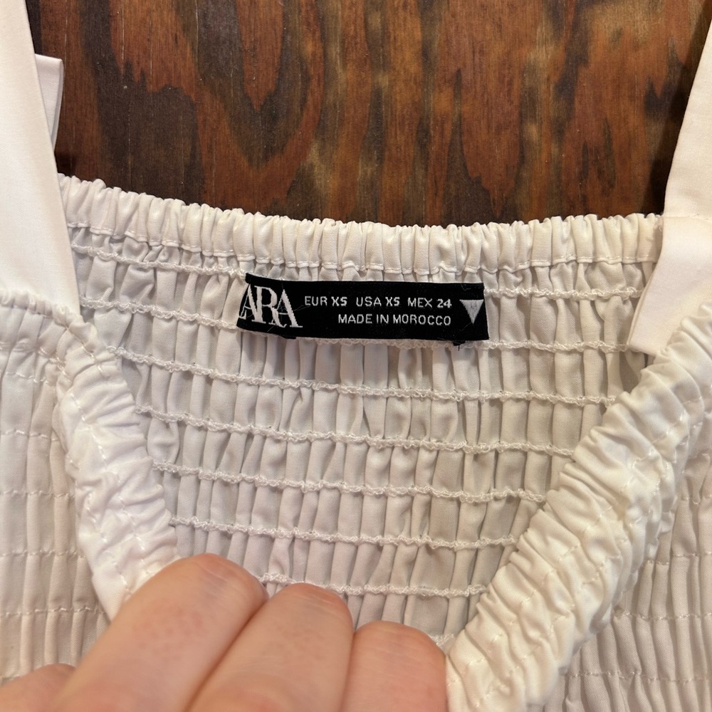 White Cotton Smocked Zara Midi Dress - Picture 3 of 4